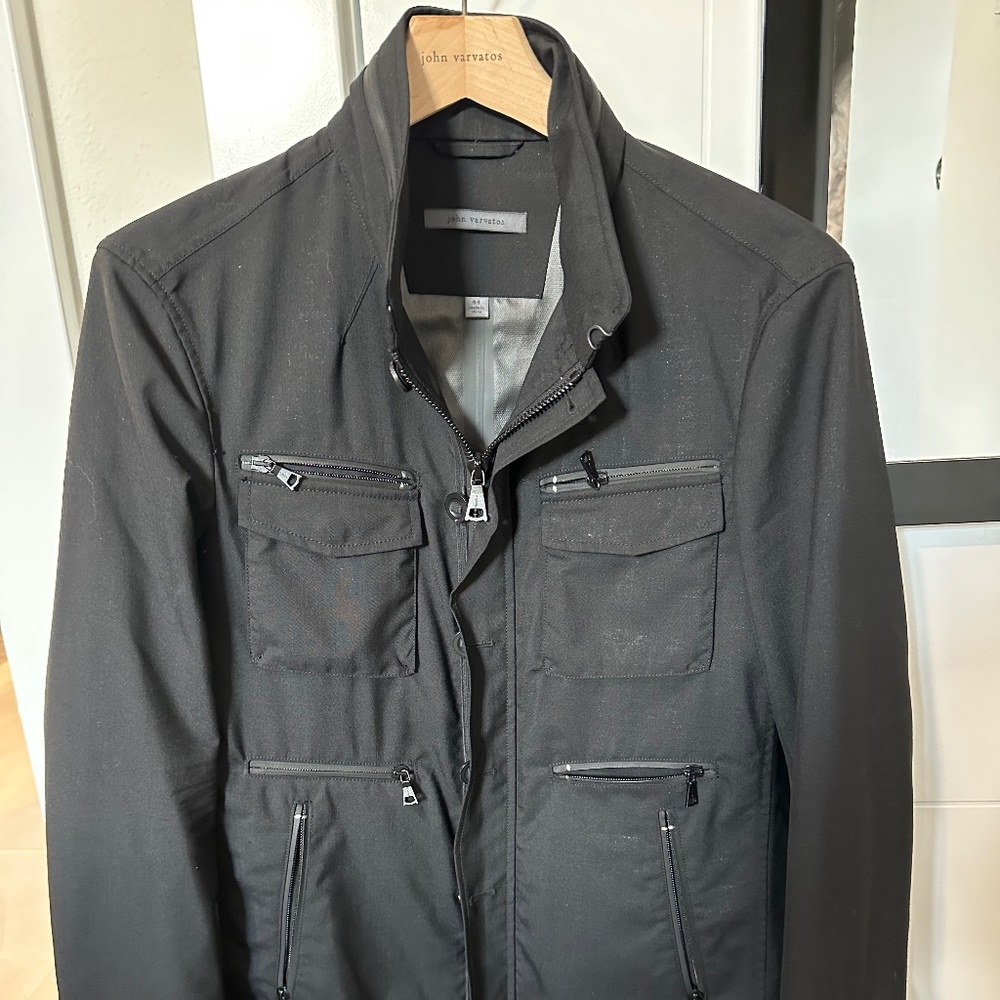 John Varvatos Collection Military Wool Polyester Blend Multi Button Jacket Sz 34